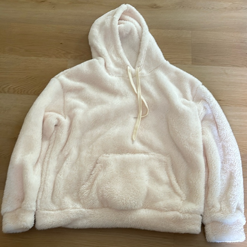 Cozy Fluffy Cream Plush Hoodie